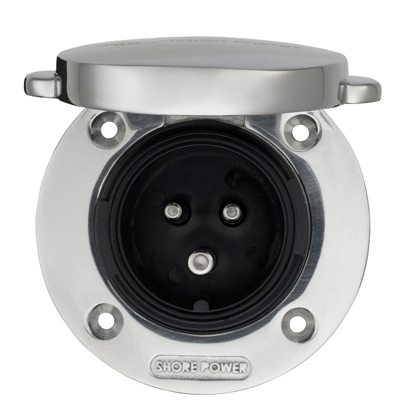 Obrazek produktu Power Inlet 32A stainless steel with cover (SKU: 3366) - importowany z CSV (SunTrack)