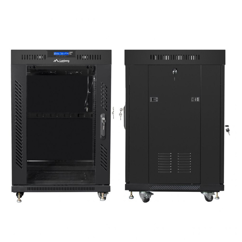 Obrazek produktu Szafa Rack Lanberg 19” 15U FF01-6615-12BL V2 z termostatem (SKU: 3980) - importowany z CSV (SunTrack)