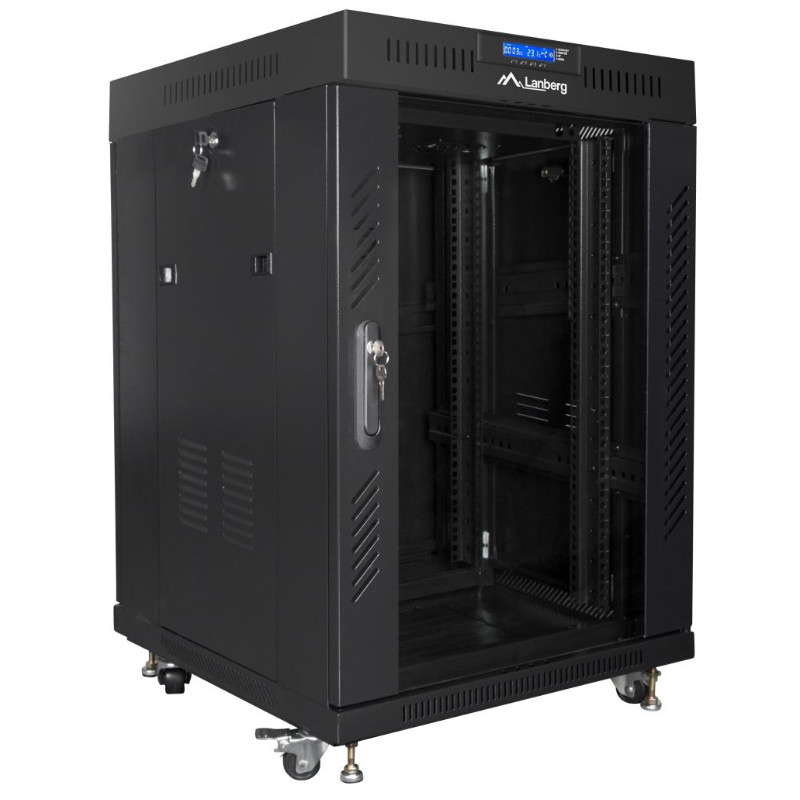 Obrazek produktu Szafa Rack Lanberg 19” 15U FF01-6615-12BL V2 z termostatem (SKU: 3980) - importowany z CSV (SunTrack)